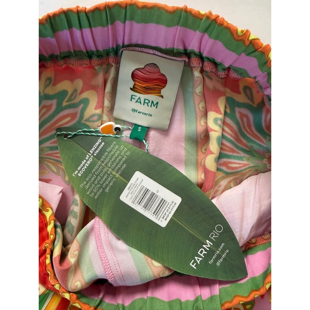 Farm Rio Womens Tropical Beach Toucans Pull On Pants Size S Maximalist Festival - Picture 5 of 14